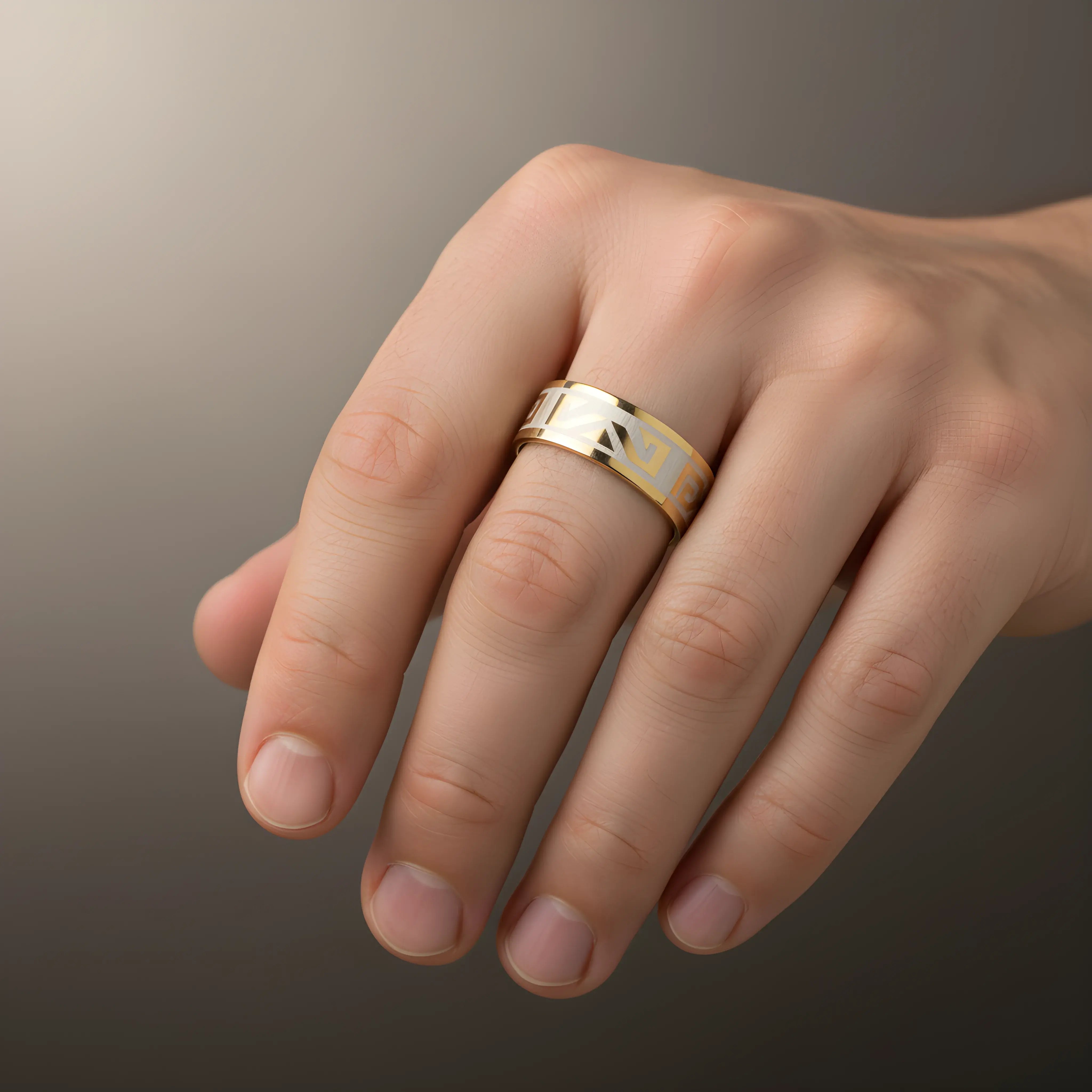 Two-Tone Greek Key Ring 6cm