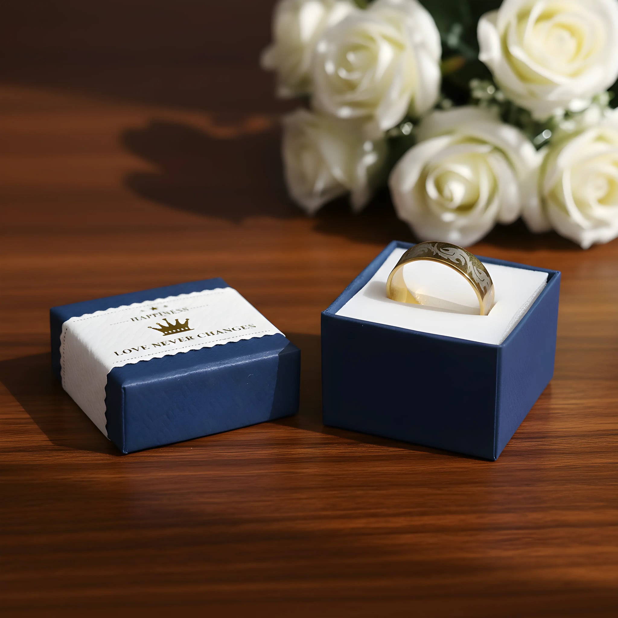 Gold Tribal Engraved Ring 6.6cm