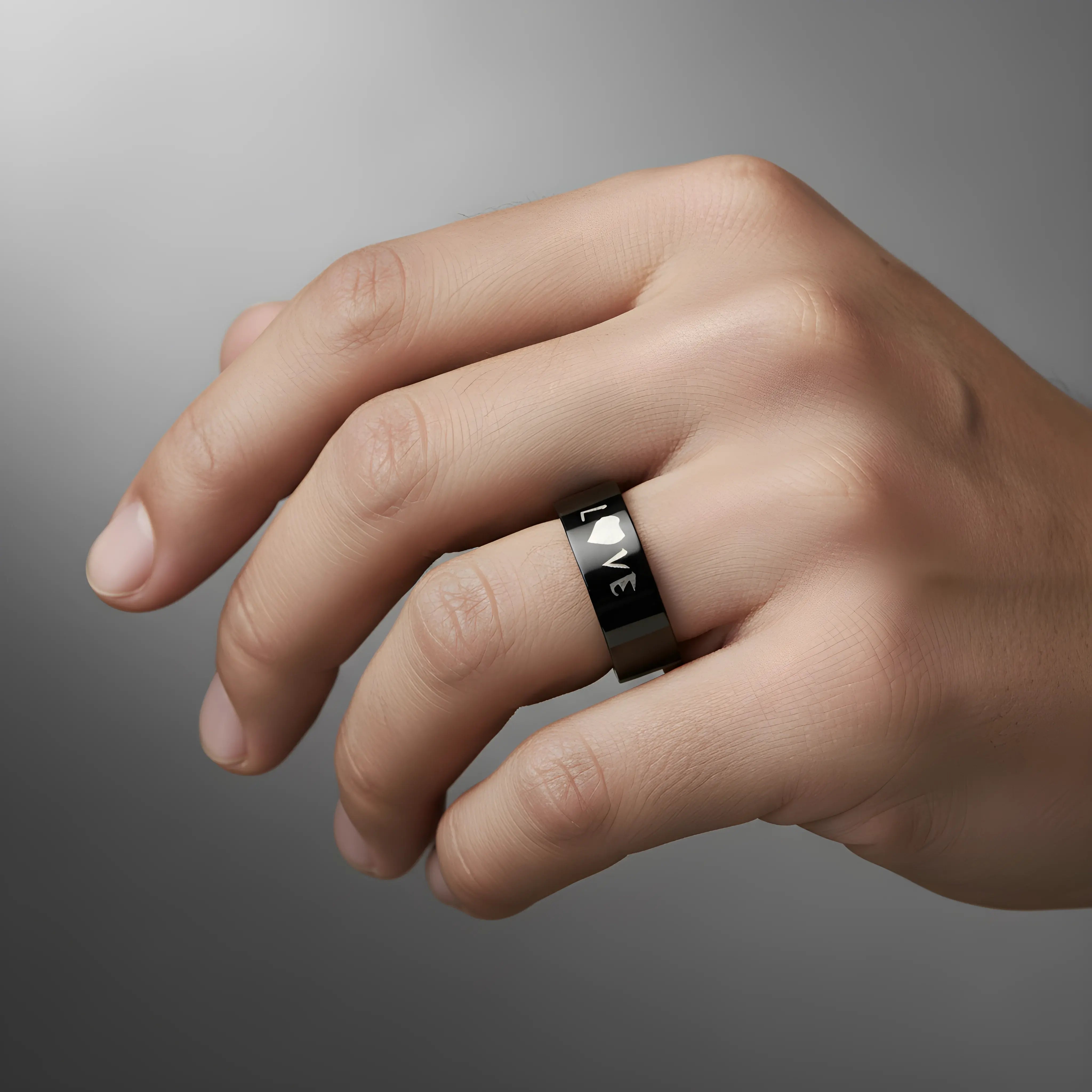 Black Love Heart Ring 6cm