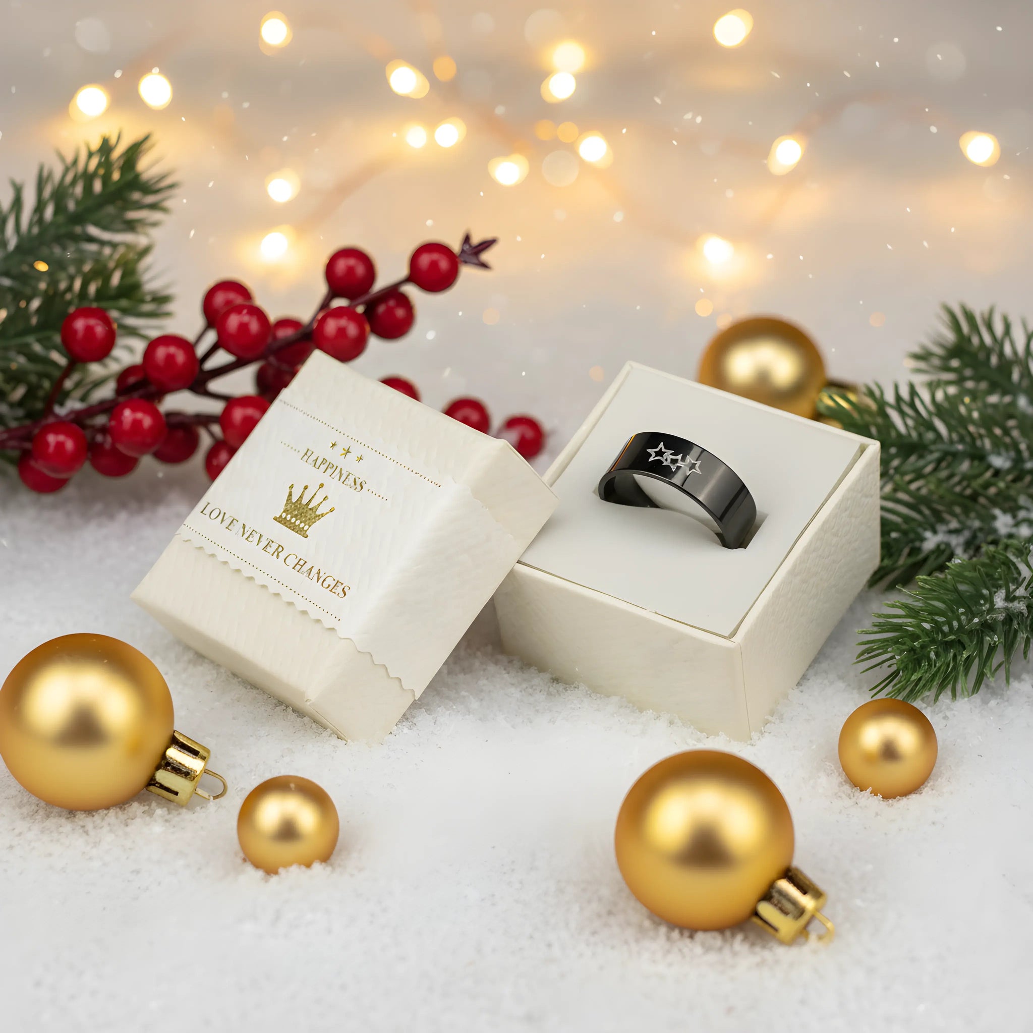 Black Triple Star Ring 6cm