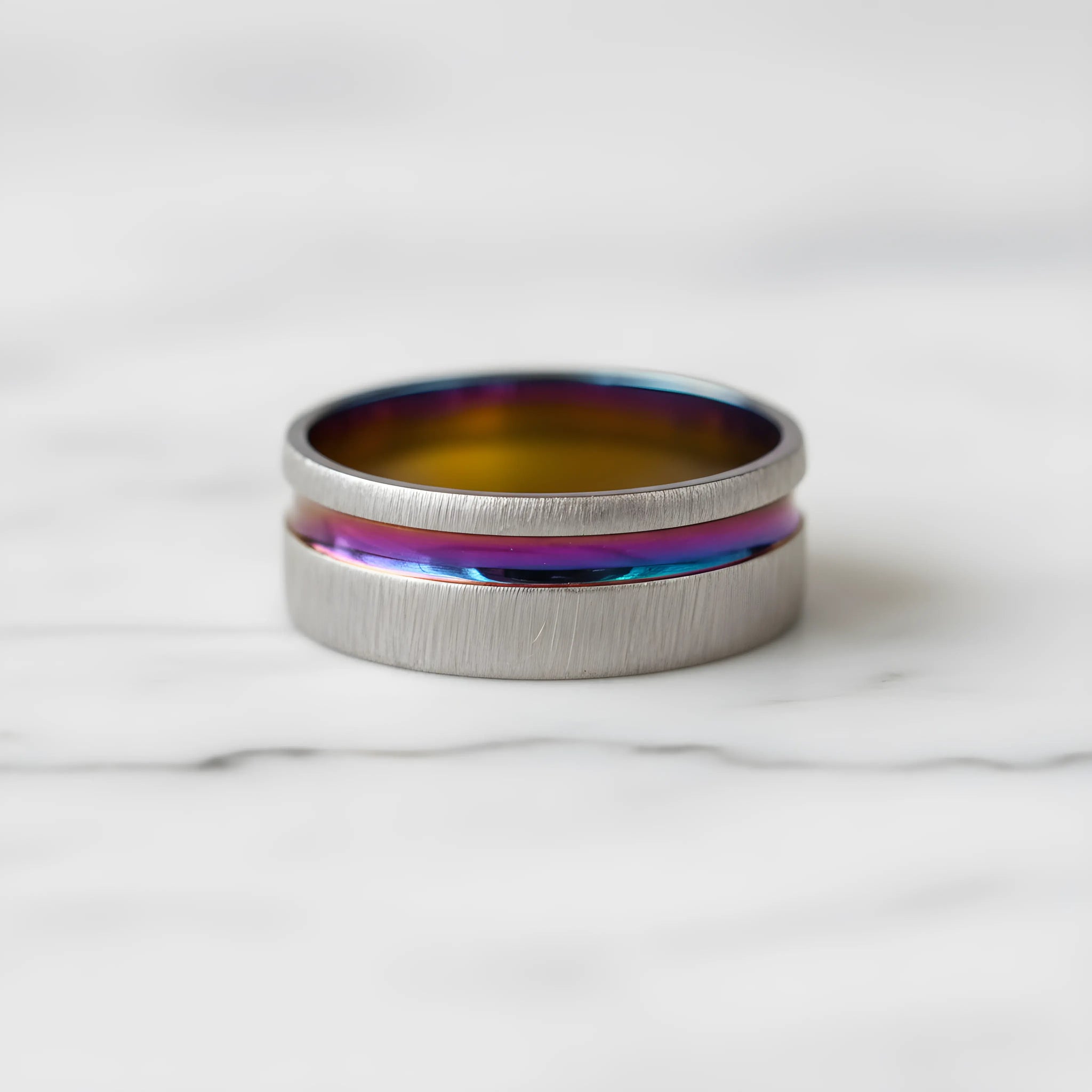 Titanium Rainbow Inlay Ring 6.2cm