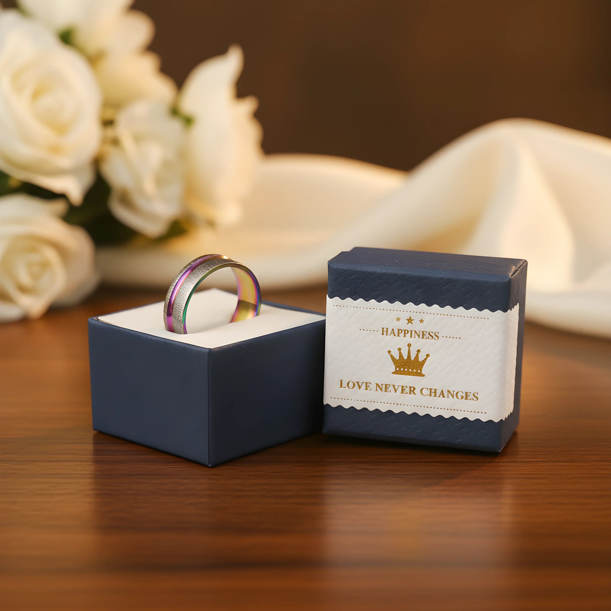 Titanium Rainbow Inlay Ring 6.2cm