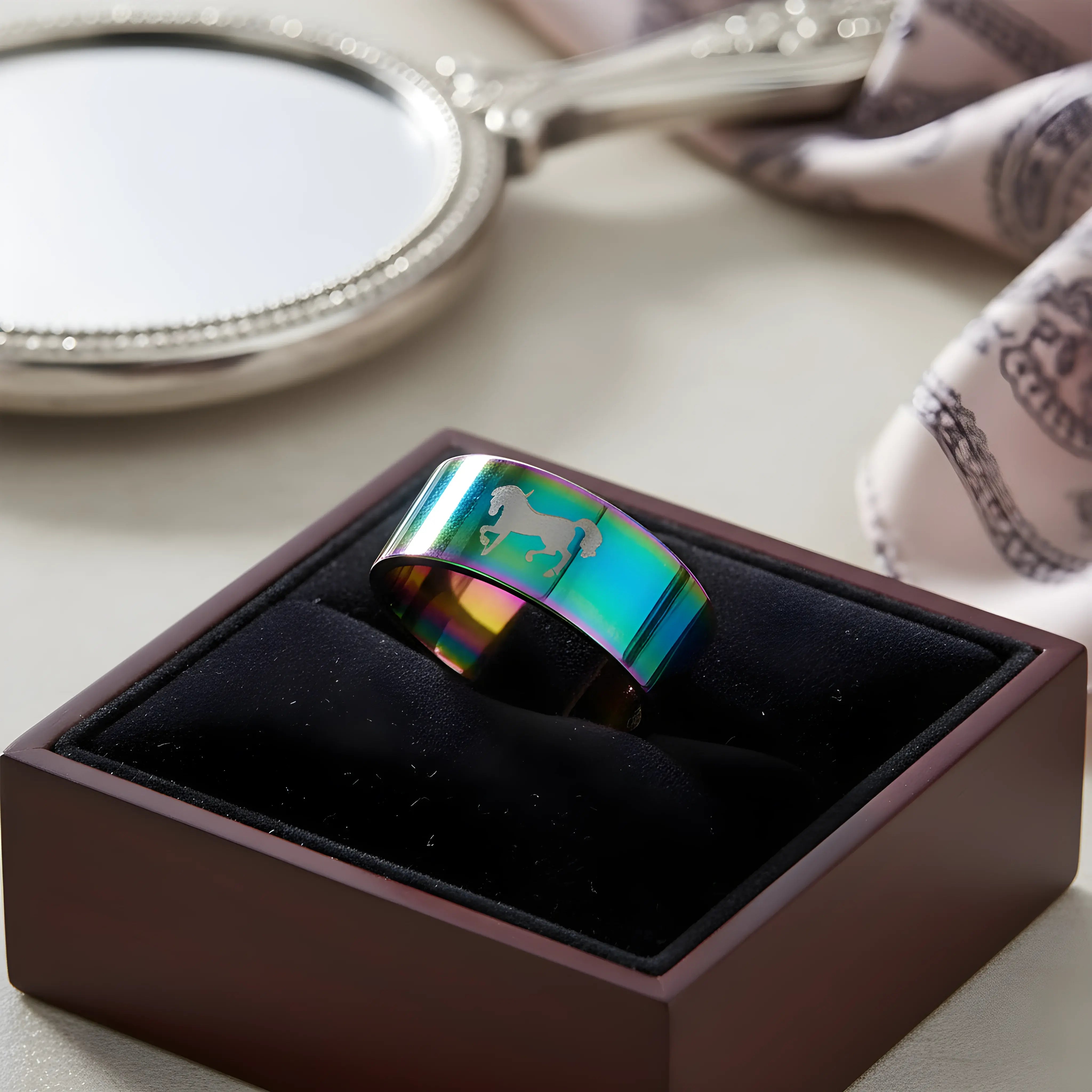 Rainbow Horse Titanium Ring 5,3cm