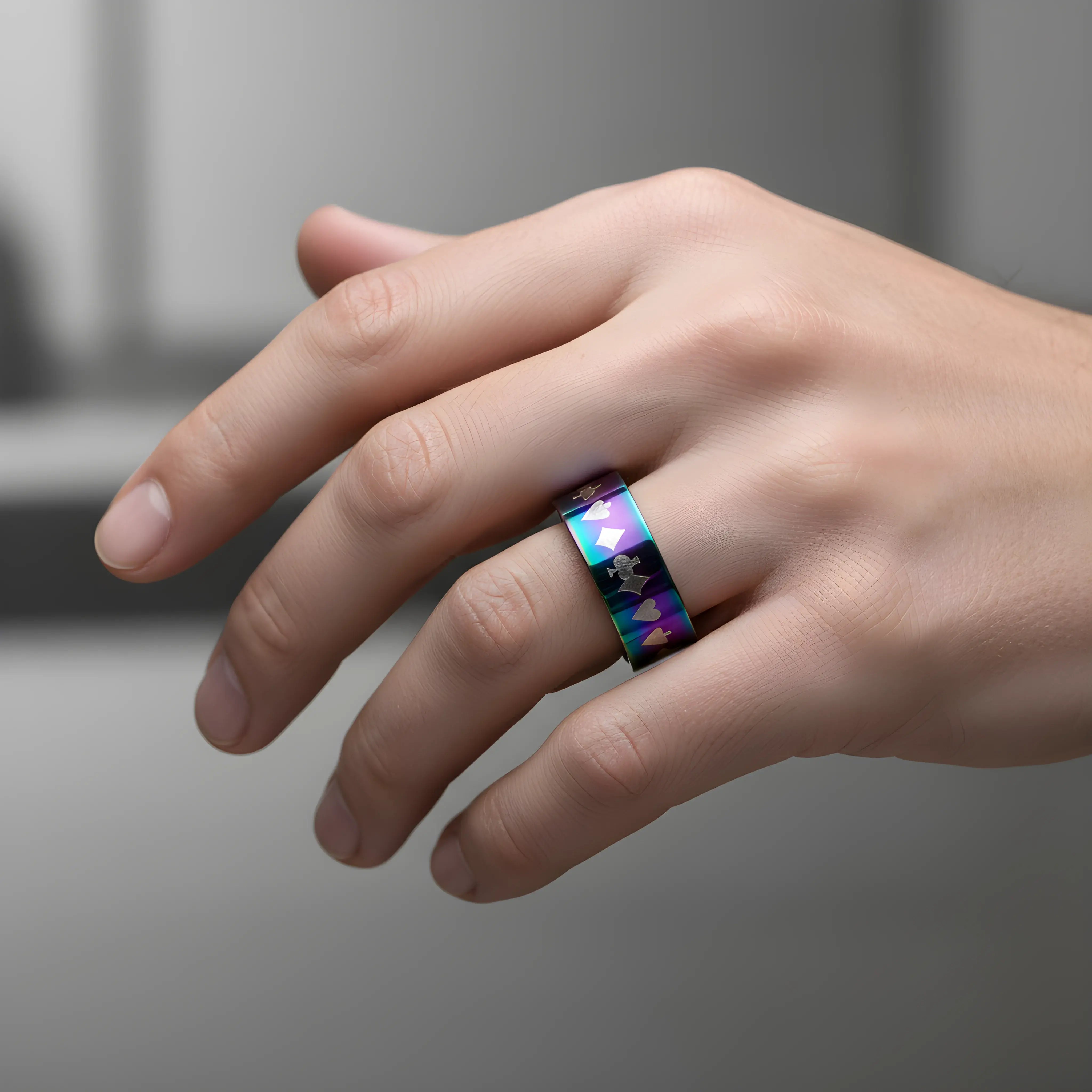 Rainbow Playing Cards Ring 5.9cm