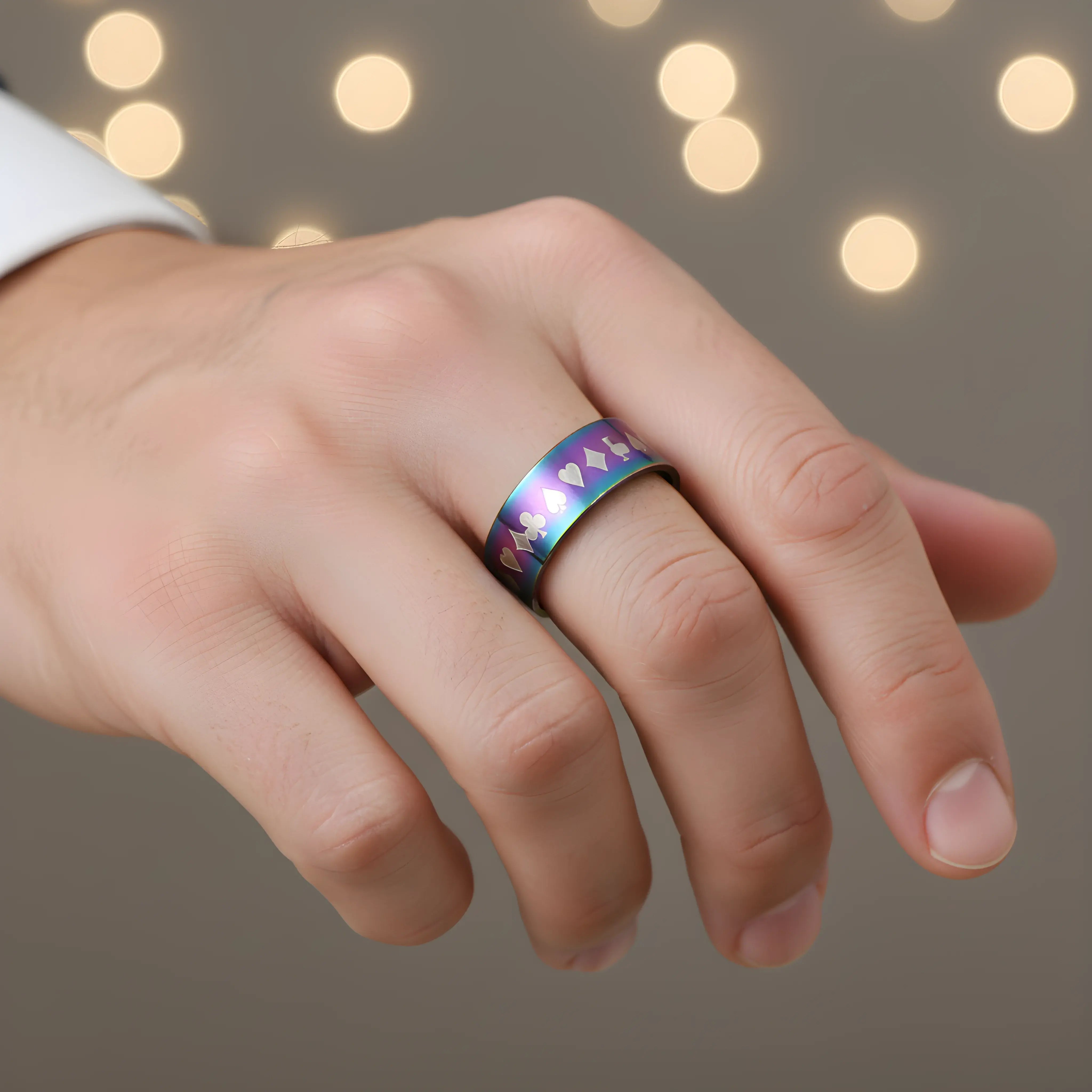 Rainbow Playing Cards Ring 5.9cm