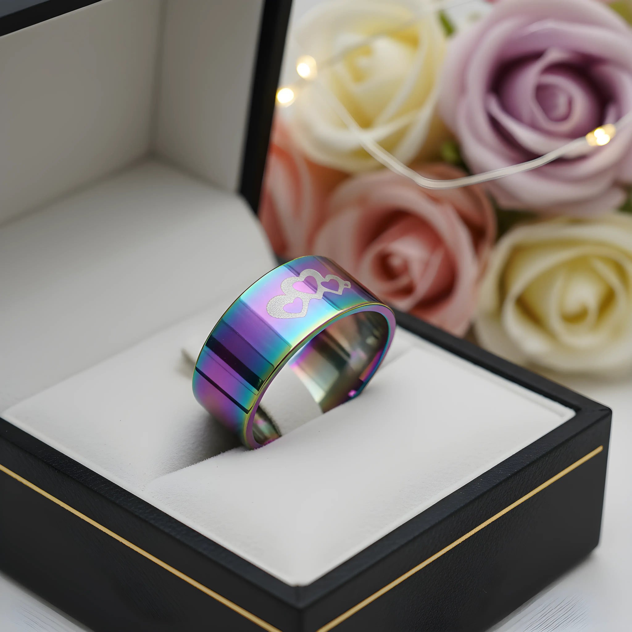 Rainbow Heart Key Ring 5.3cm