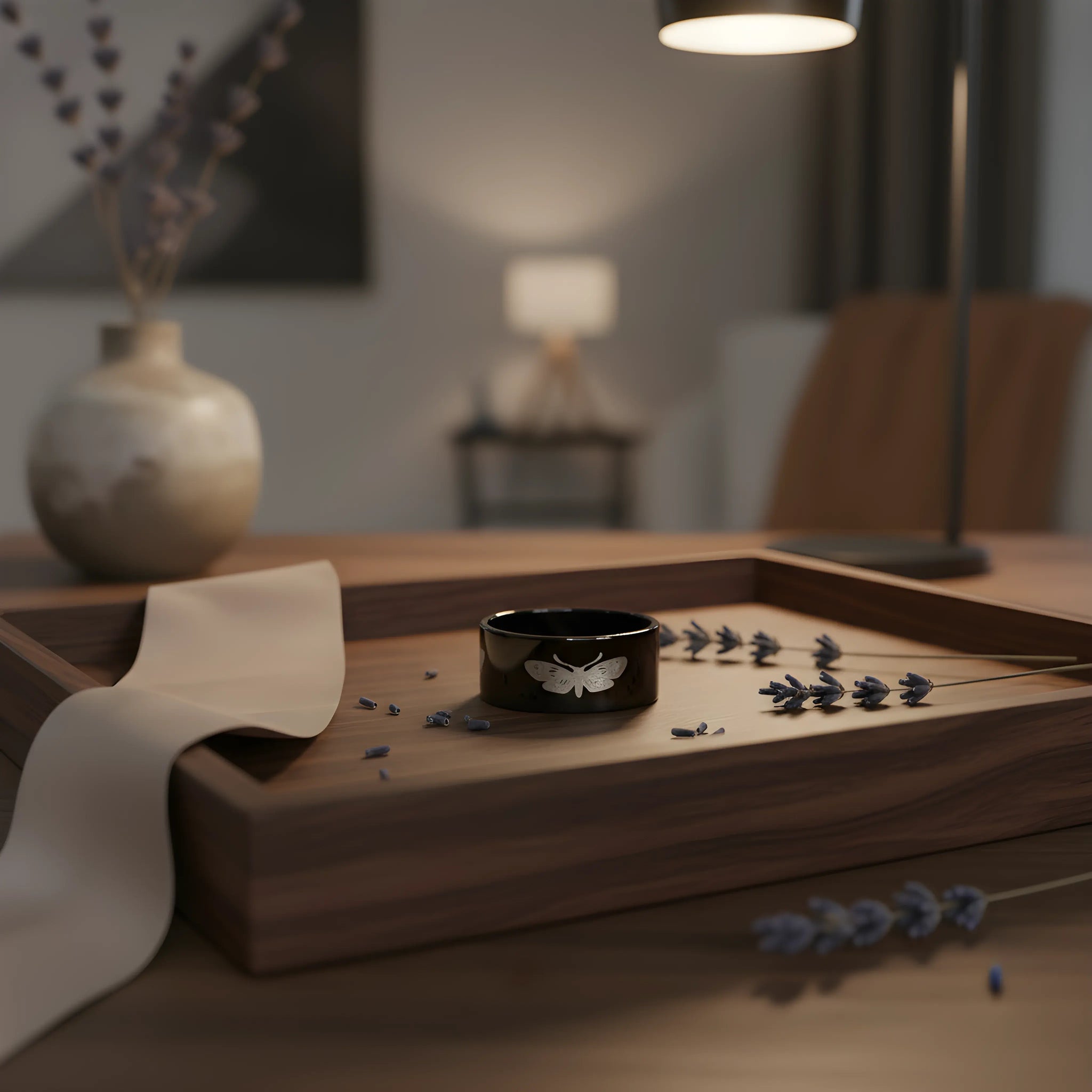 Black Butterfly Engraved Ring 5.6cm