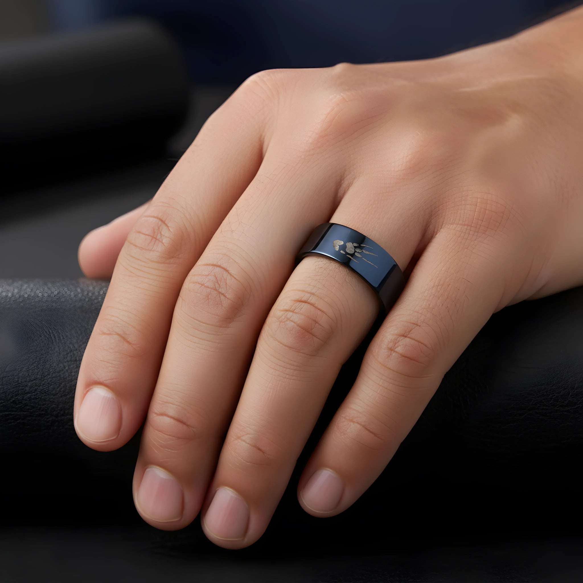 Midnight Blue Engraved Ring 6.3cm