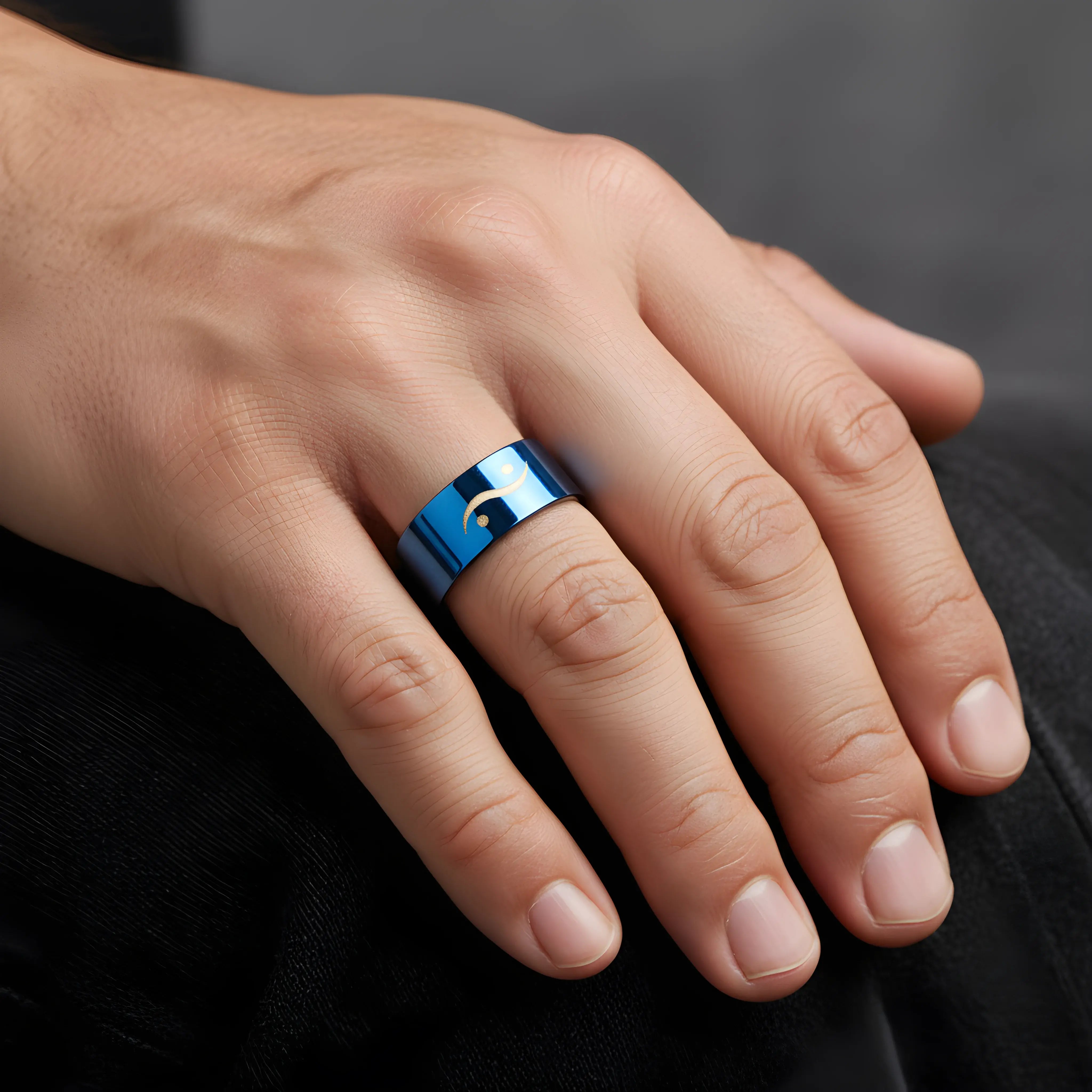 Blue Minimal Symbol Ring 5,3cm