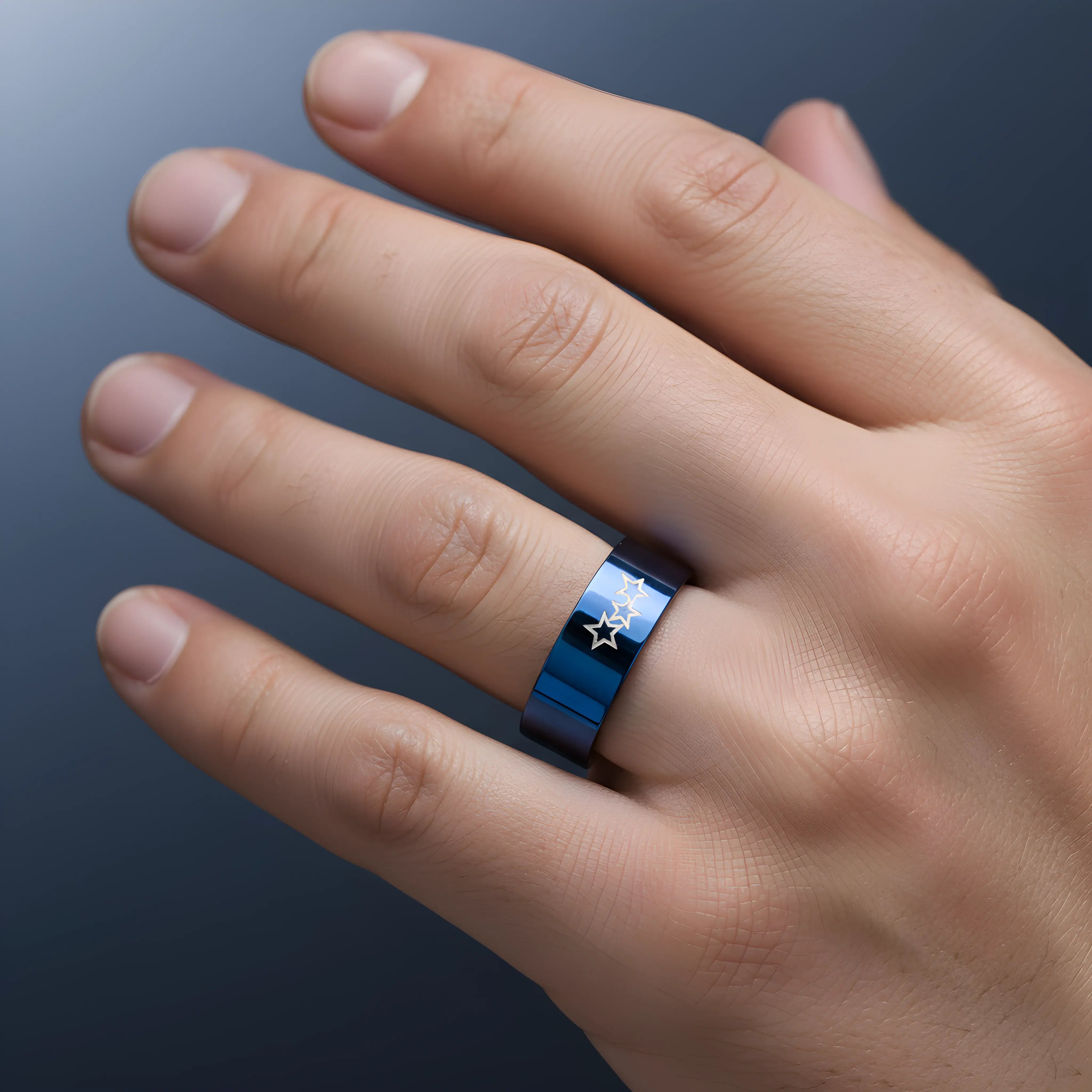 Blue Star Titanium Ring 6.6cm