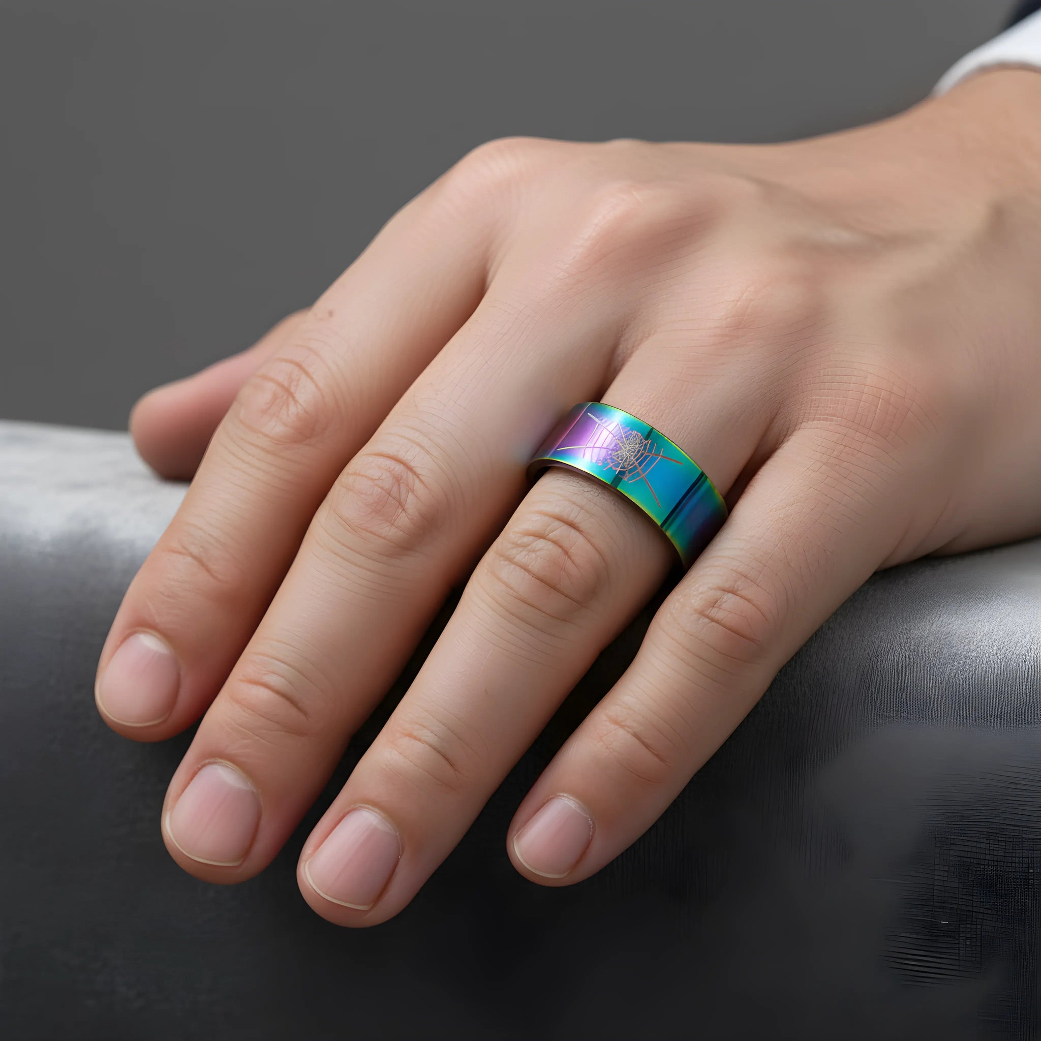 Aurora Spider Web Titanium Ring 5.3cm