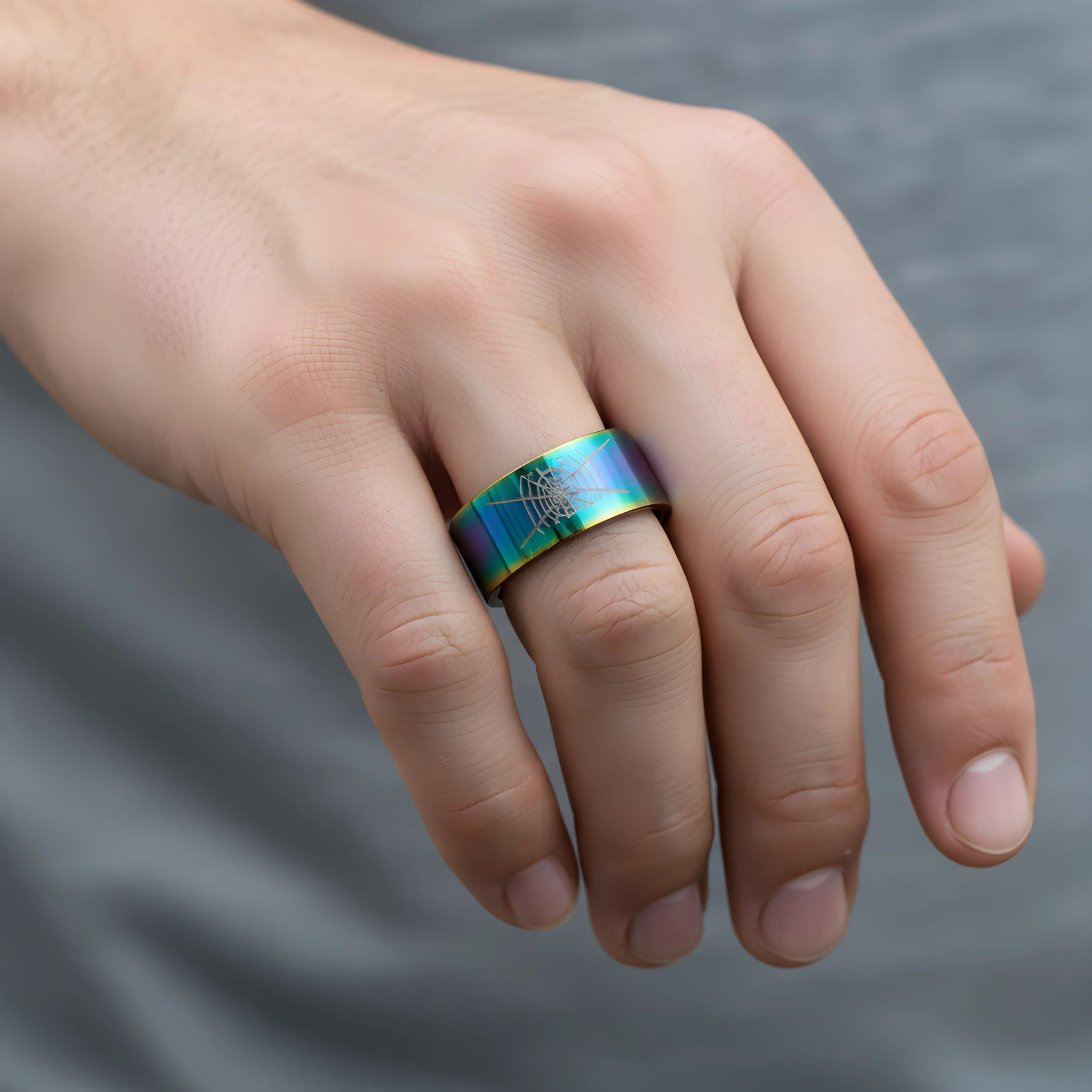 Aurora Spider Web Titanium Ring 5.3cm