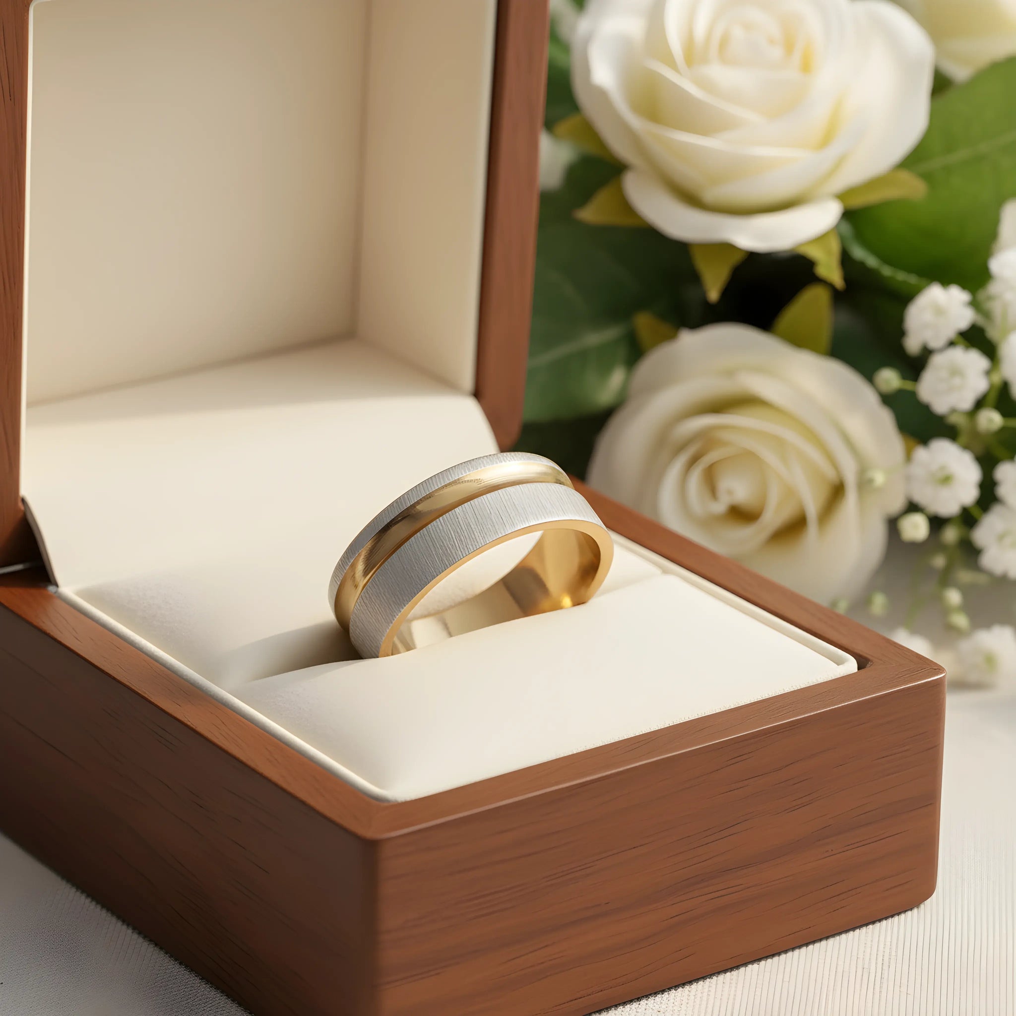 Two-Tone Brushed Gold & Silver Ring 5.9cm