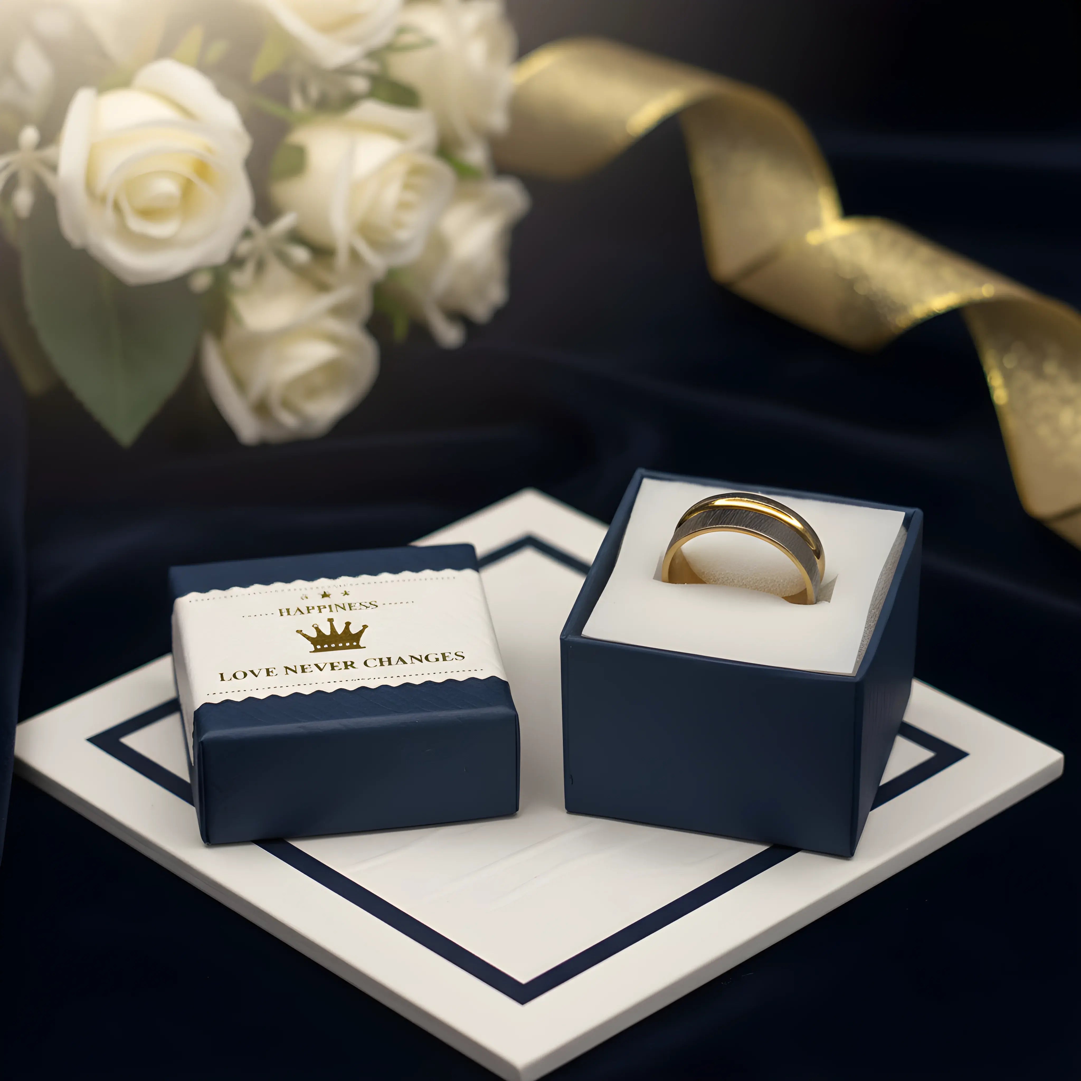 Two-Tone Brushed Gold & Silver Ring 5.9cm