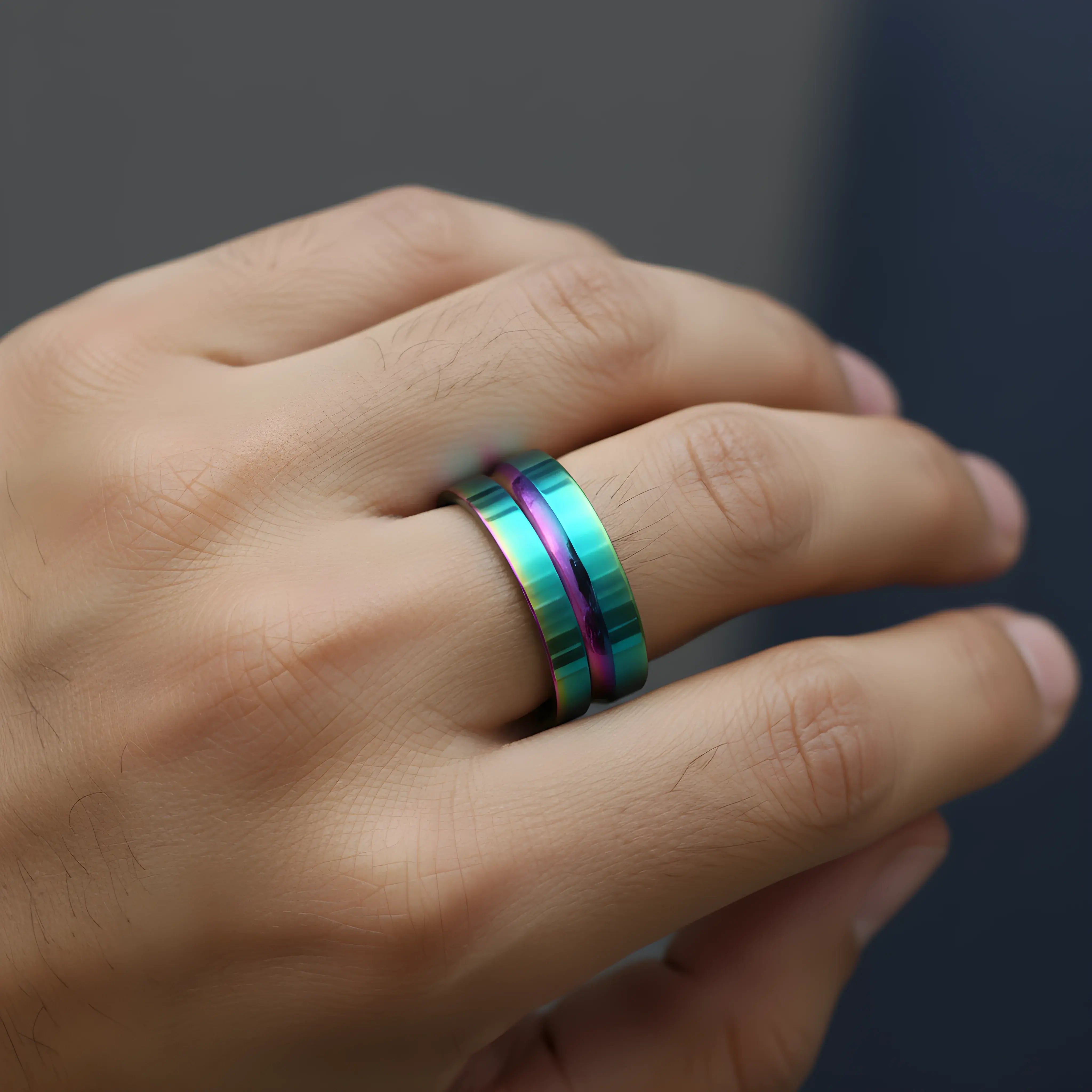 Aurora Two-Tone Titanium Ring 5.9cm