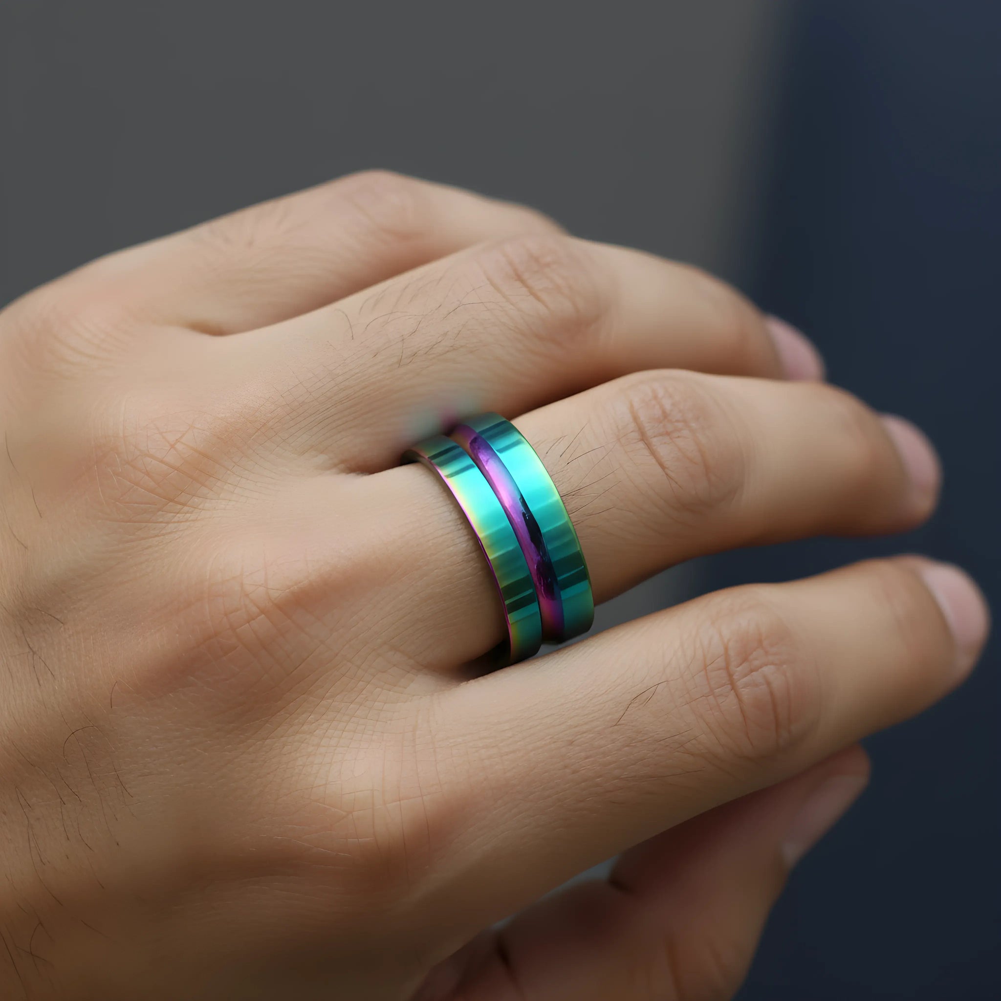 Aurora Two-Tone Titanium Ring 5.9cm