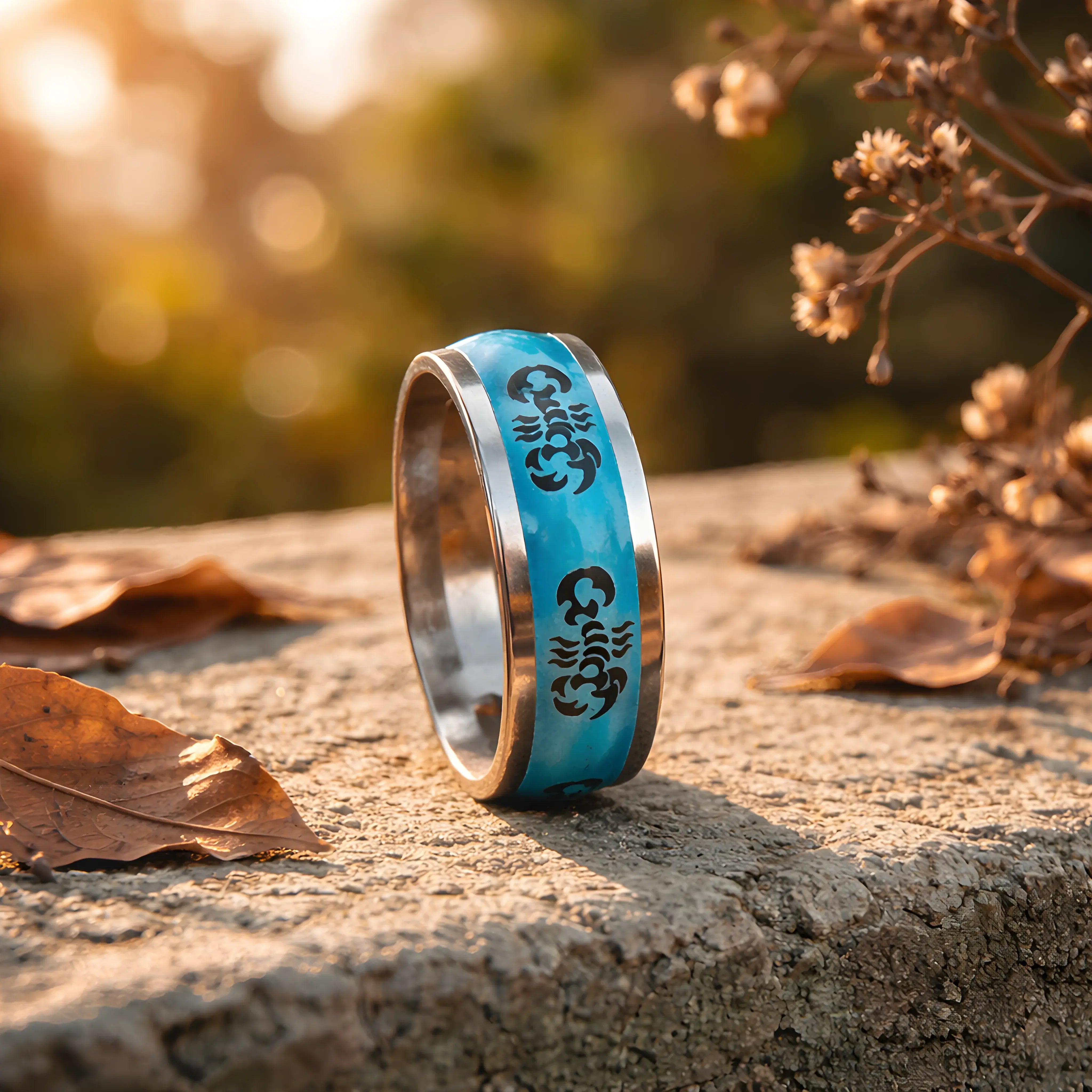 Blue Scorpion Symbol Ring 6cm