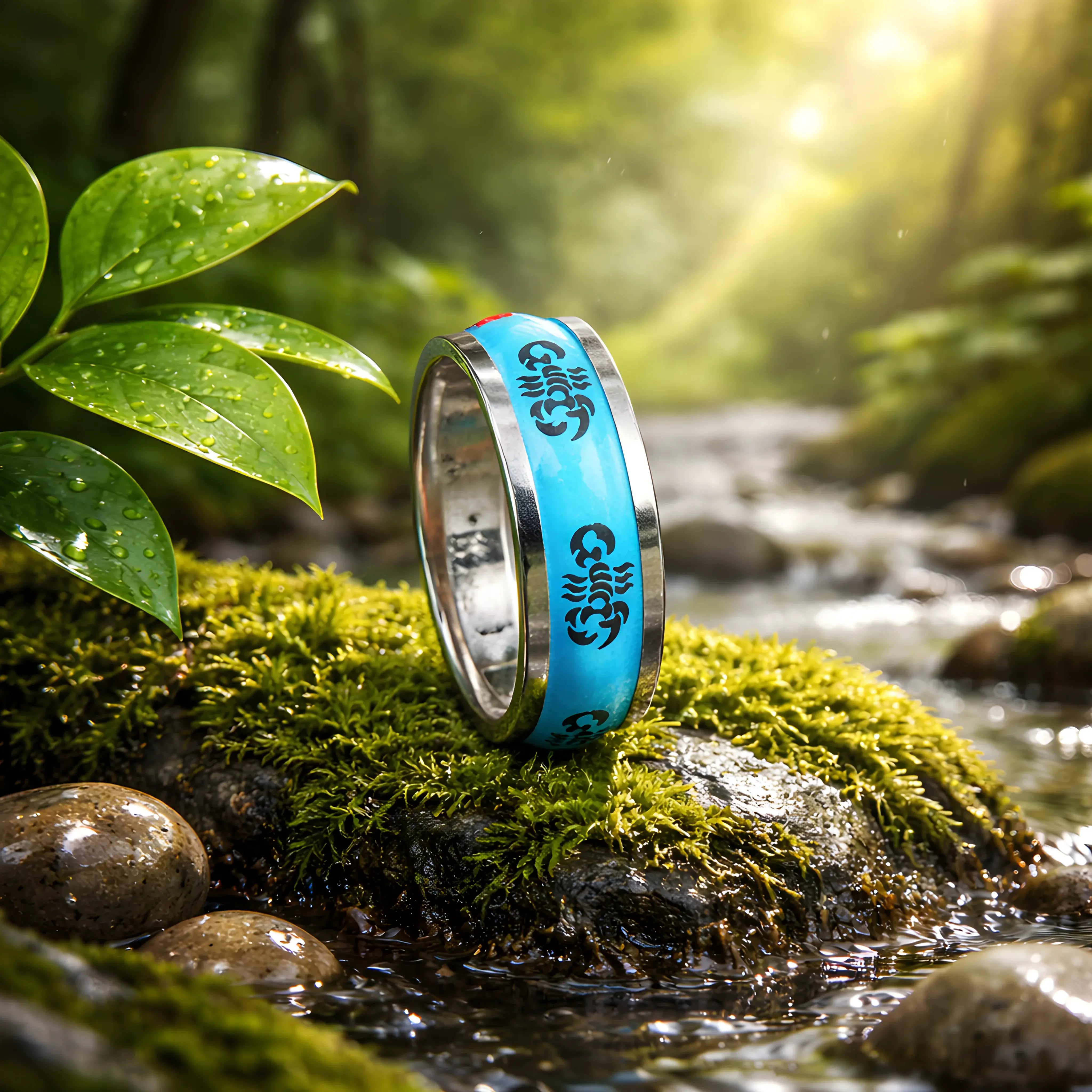 Blue Scorpion Symbol Ring 6cm