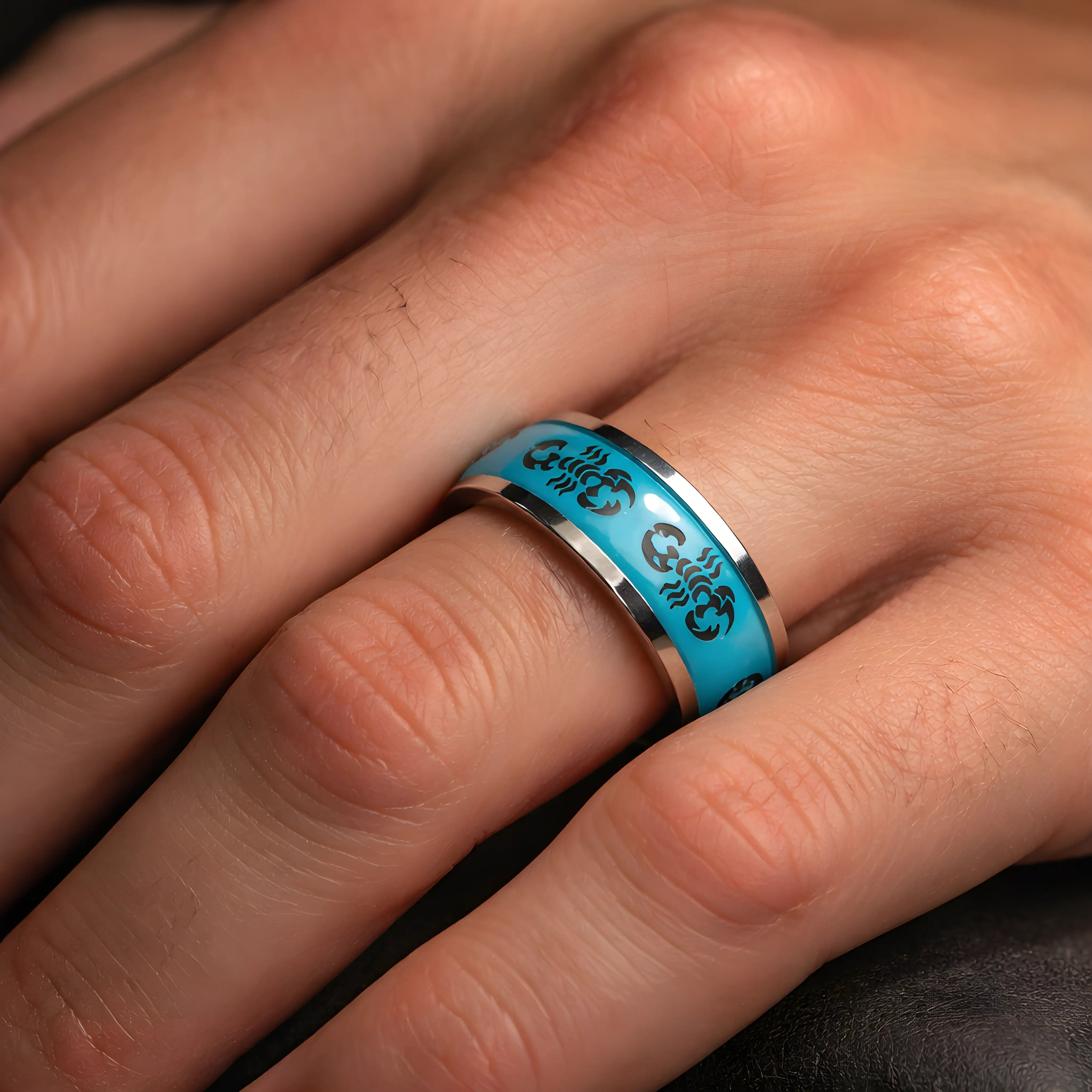 Blue Scorpion Symbol Ring 6cm